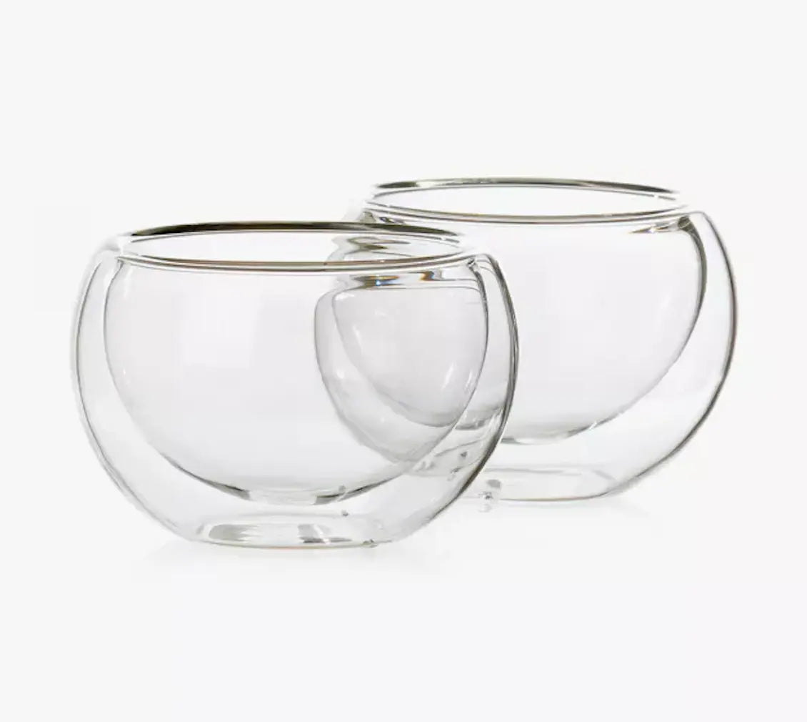 Dammann Freres - Bulles', set of 2 double wall glass tea bowls - 12,5 cl