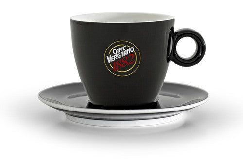 Caffè Vergnano Matte Black Cappuccino Cup w. Saucer