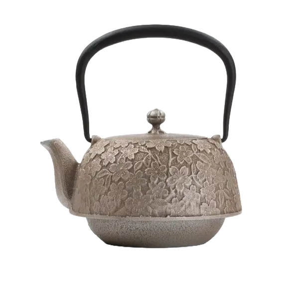 HANAMI 1.2L CAST IRON CHAMPAGNE SILVER TEAPOT - MADE IN JAPAN