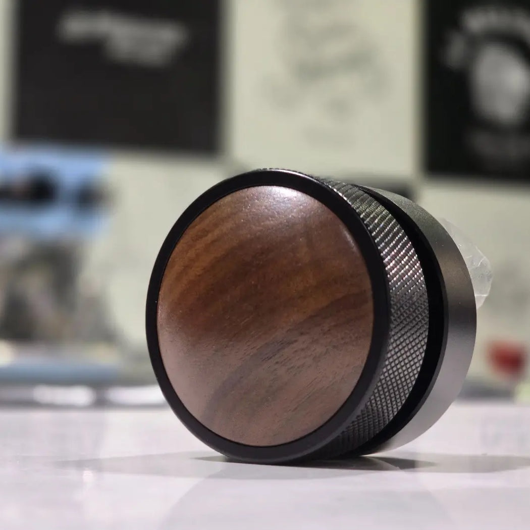 Coffee Distribution Tool - Walnut, Black Stainless Steel